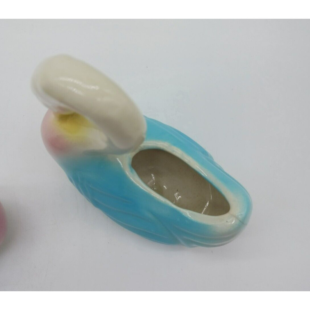 Lovely MCM Pair Set 2 Swan Planters Yellow Blue Pink Ceramic Mid Century Vintage - Picture 12 of 13